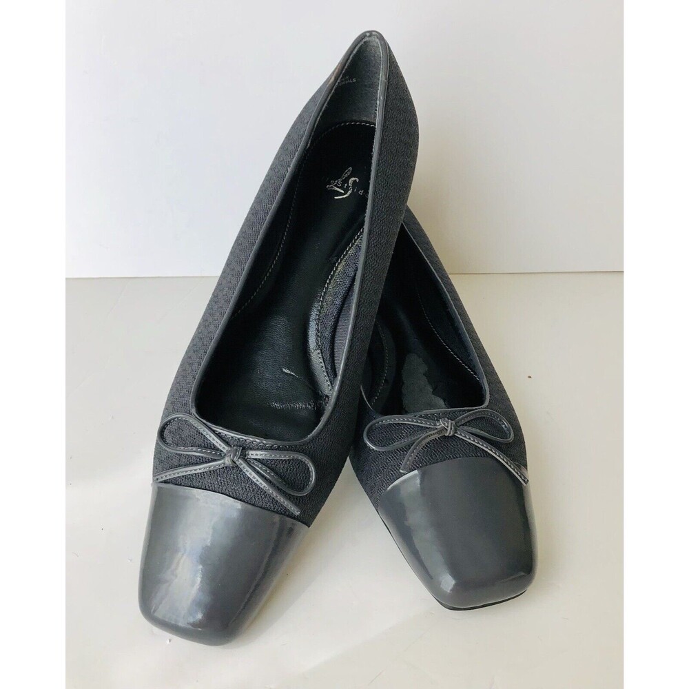 LIFE STRIDE WOMEN'S SHOES SLIP ON WITH HEEL 1.3 BOW GREY SIZE 9 M MINDI PUMP